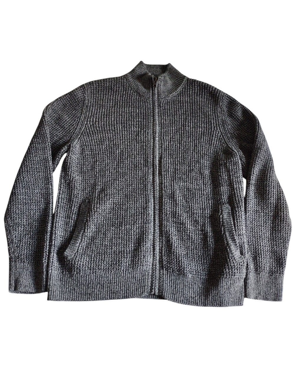 L.L. Bean Large Organic Cotton Grey Full Zip Sweater